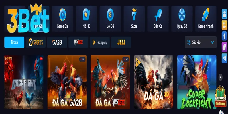 Đá gà 3BET ứng dụng công nghệ truyền phát tốc độ cao
