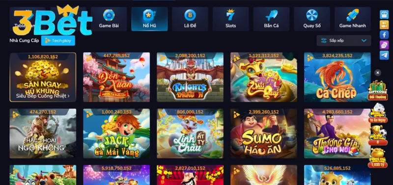 Nổ hũ 3BET thu hút sự quan tâm mạnh mẽ