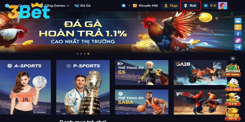 Rút tiền 3BET không phải ai cũng có thể thực hiện